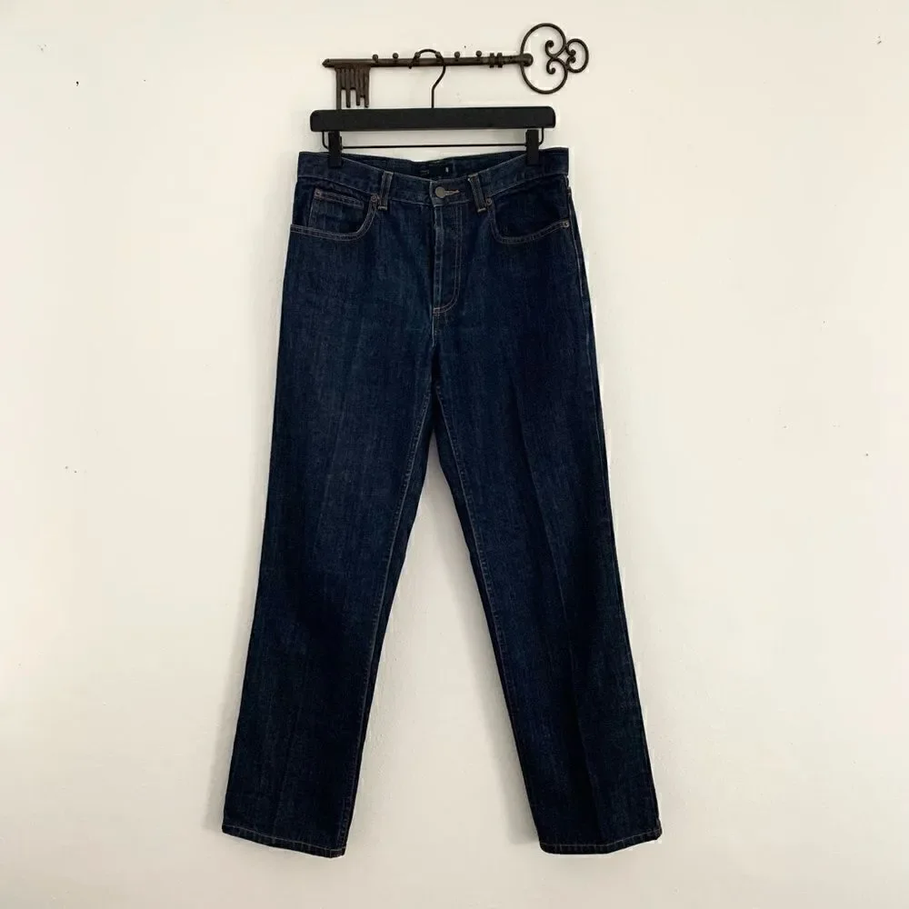 J Crew dark Wash wide leg denim jeans button fly 100% cotton women’s size 8